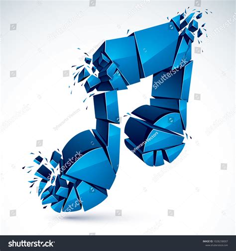 Musical Note Breaking Pieces Exploding Vector Stock Vector Royalty