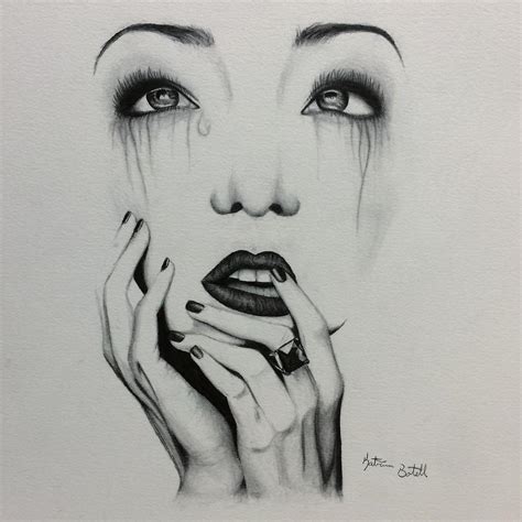 girl crying drawing