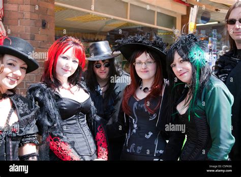 whitby yorkshire england goth weekend teenagers in victorian costume teen angst emo fans