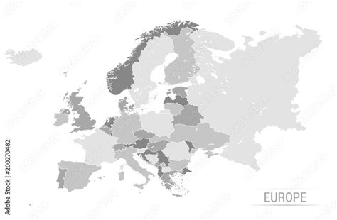 Grey Europe Map Vector Illustrations Stock Vector Adobe Stock