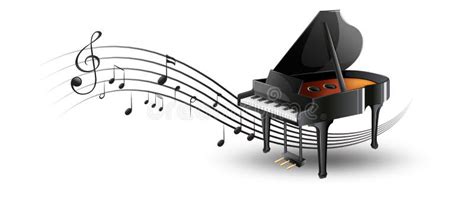 Grand Piano with Music Notes Stock Vector - Illustration of object