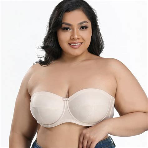 Womens Strapless Bra Plus Size Underwire Convertible Non Padded