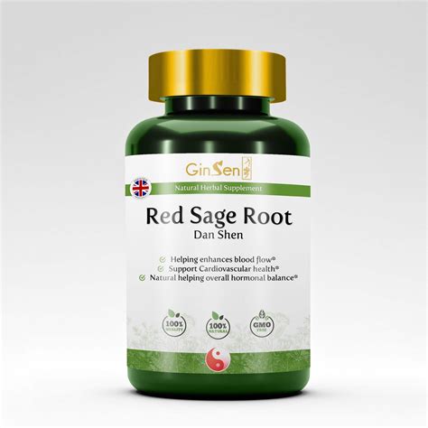 Red Sage Root Danshen Herbs For Heart Health 60 Tablets Ginsen
