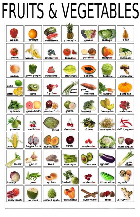 Fruits And Vegetables List Name Of Vegetables Fruits Name In English