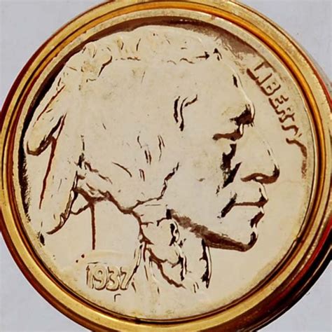 Us 1937 Indian Head Buffalo Nickel 5 Cent 24k Gold Plated Coin Etsy