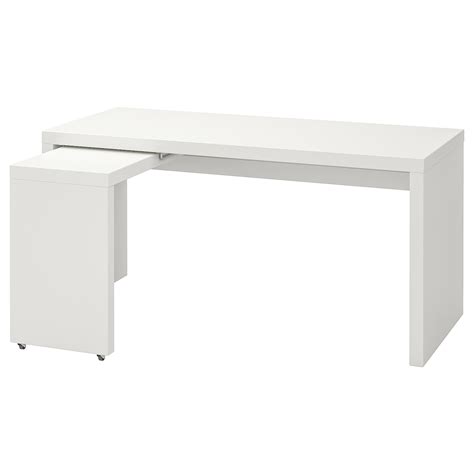 Malm Desk With Pull Out Panel White 151x65 Cm Ikea