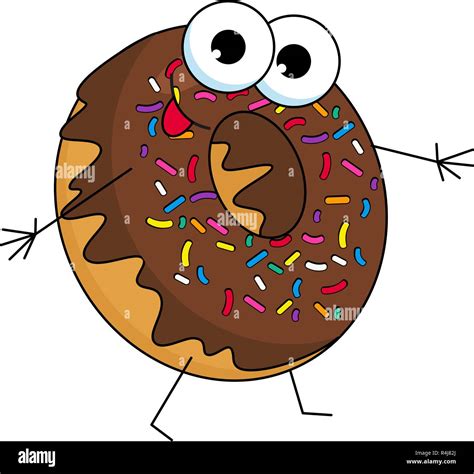 Funny Donut Character With Chocolate Cartoon Style Vector Illustration