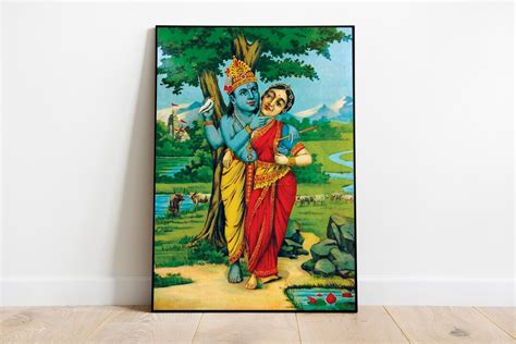 Radha Krishna Poster Chaturbhuj Krishna With Radha Rani In Etsy