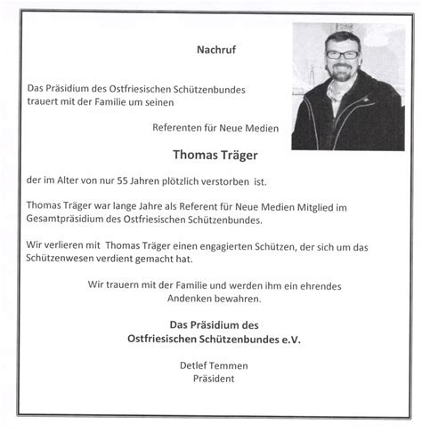 Nachruf Thomas Träger | Aktuelles vom OSB