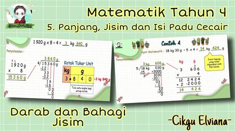 Matematik Tahun 4 Operasi Bergabung Darab Dan Bahagi Jisim Kilogram Dan Gram Youtube