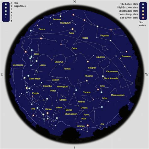 Southern Hemisphere All Sky Map Star Chart Hemisphere Printable Star