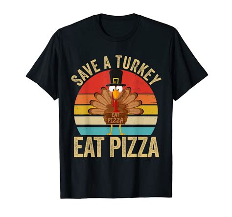 funny vintage turkey eat pizza thanksgiving adult t shirt teevimy