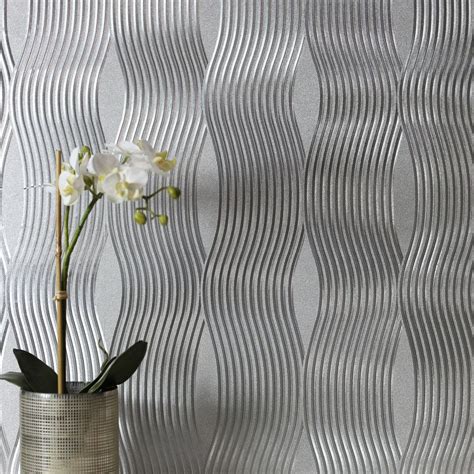 Foil Wave By Arthouse Silver Wallpaper Wallpaper Direct Silver