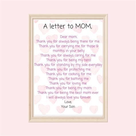 Kids T To Mom A Letter To Mom A Letter For Mom Dear Mom Etsy Uk