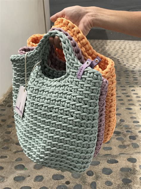 tote bag scandinavian style crochet tote bag handmade bag knitted handbag mint color etsy