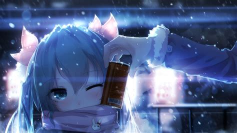 Anime Wallpaper 2560 X 1440 Hatsune Miku Snow Cold Blue Scarf