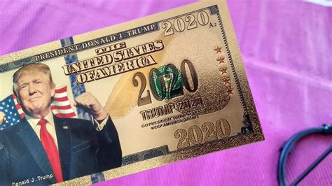Authentic 24k Gold Commemorative Trump 2020 Fists Up Banknote W