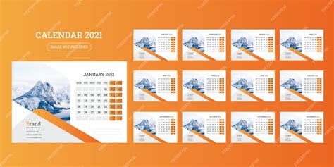 Diseño De Calendario De Escritorio 2021 Conjunto De Plantillas De 12