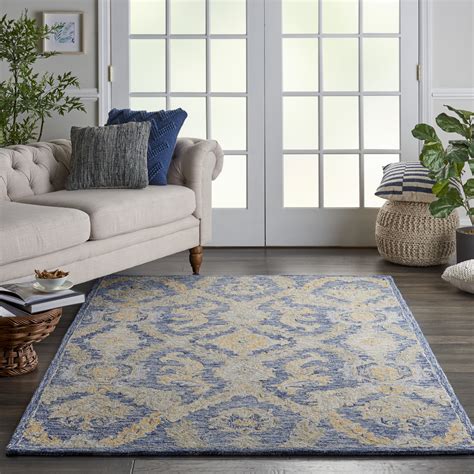 Nourison Azura Farmhouse Repeat Medallions Navy Blue Area Rug Walmart