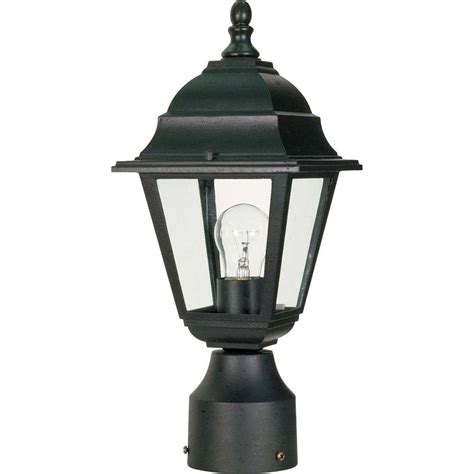 3 light black post light fixture with frosted seeded glass. Glomar 1-Light Textured Black Outdoor Incandescent Post ...