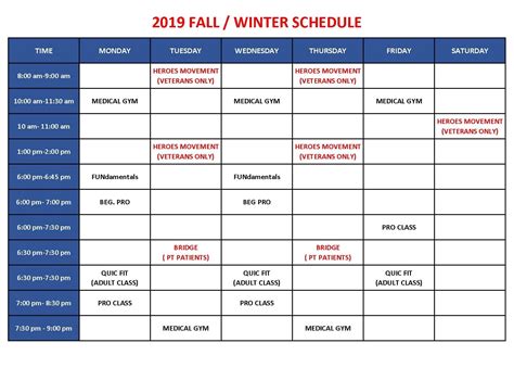 Program Schedule | Professional Athletic Performance Center