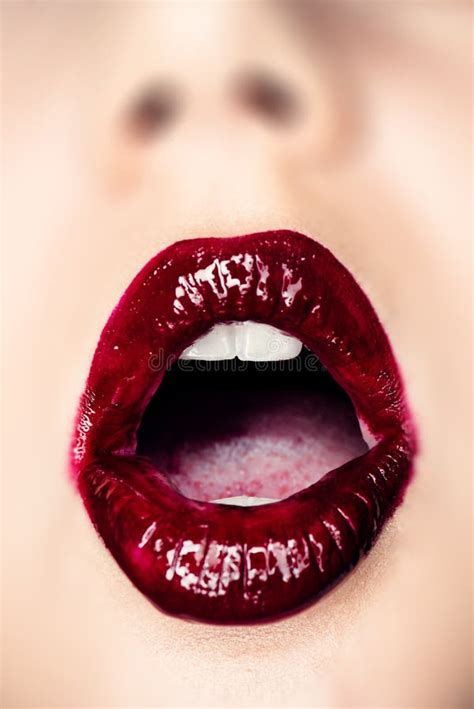Mouth Open Glossy Lips Beautiful Makeup Sensual Mouth Lip Beauty