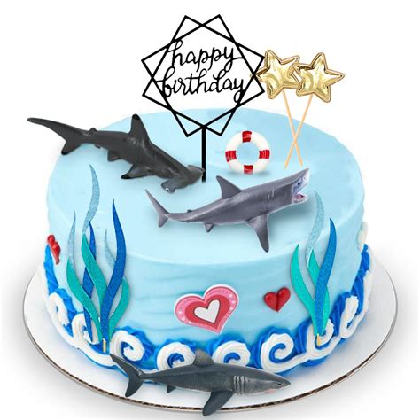 Buy Memovan Shark Cake Toppers 9pcs Shark Birthday Cake Cupcake Topper