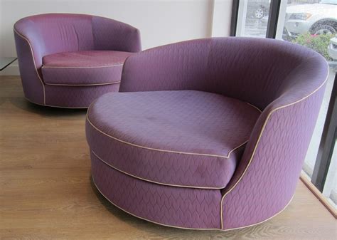 Rare Oversized Barrel Back Swivel Lounge Chairs At 1stdibs