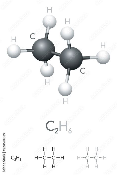 Ethane C2h6 Molecule Model And Chemical Formula Organic Chemical