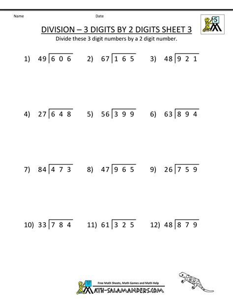 Dividing Whole Numbers By Two Digit Divisors Worksheets Kuta
