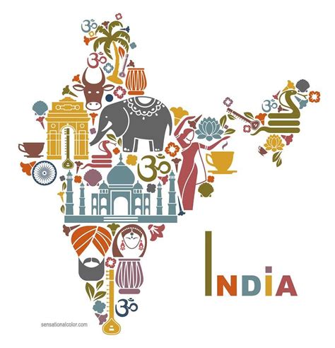 India A Country Of Symbolic Colors India Poster India Map India Art