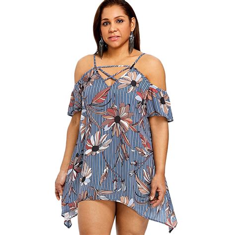 Buy Gamiss Women Summer 2018 Plus Size Floral Cold Shoulder Mini Dress Women