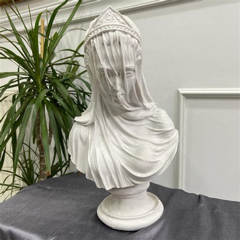 Veiled Lady Bust Sculpture Female Antique Art Statue Etsy