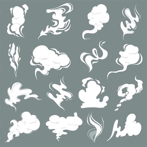 Cartoon Smoke Clouds Comic Smoke Flows Dust Smog And Smoke Steaming