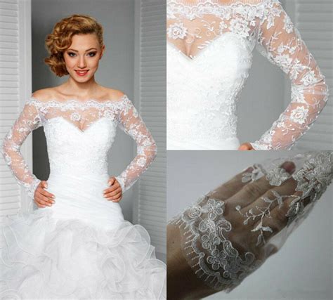 Real Picture New Elegant Off Shoulder Custom Whiteivory Appliques Lace