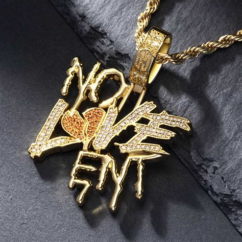 Iced No Love Ent Pendant In Gold Helloice Jewelry