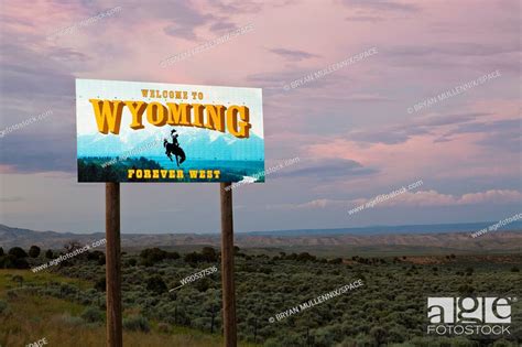 Welcome To Wyoming Sign Stock Photo Picture And Royalty Free Image