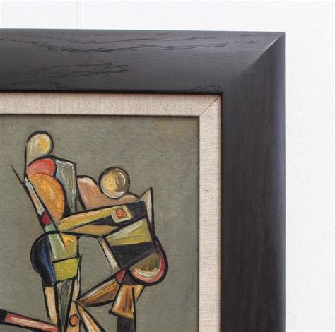 Unknown Grappling With Ones Ego Mid Century Modern Cubist Oil