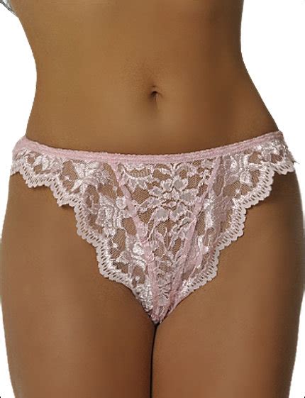 Empire Intimates 308x Plus Size Satin And Lace Thong Pink Store