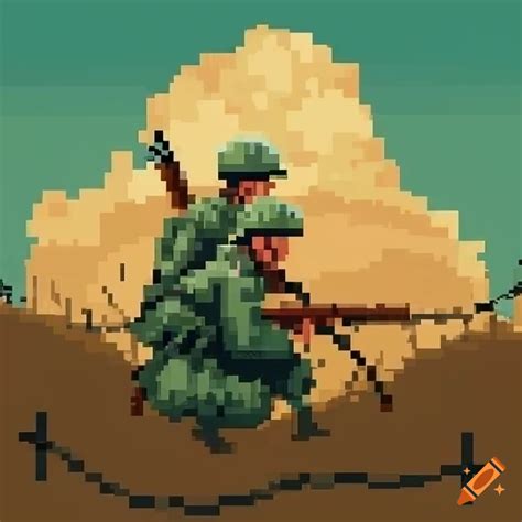 Pixel Art Of A Battlefield During World War One On Craiyon