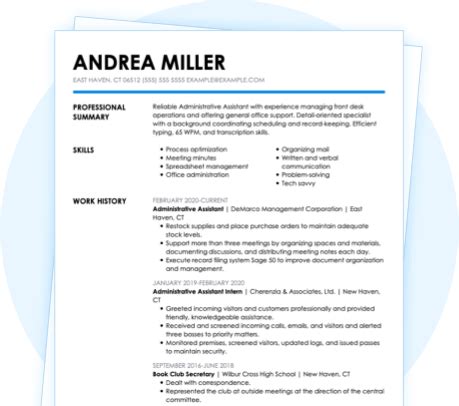 Administrative Assistant Resume Free Examples
