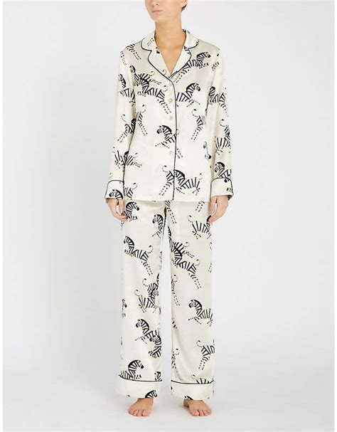 Olivia Von Halle Zebedee Silk Satin Pyjama Set Satin Pyjama Set Satin Pajamas Pajama Set