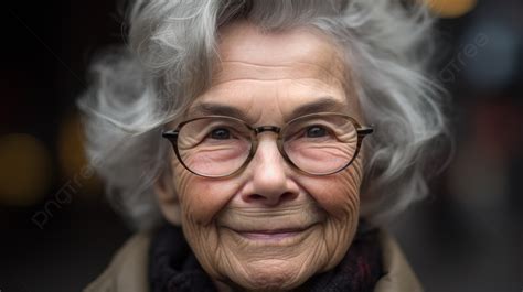 An Old Woman Wearing Glasses And Is Smiling Background Granny Mature