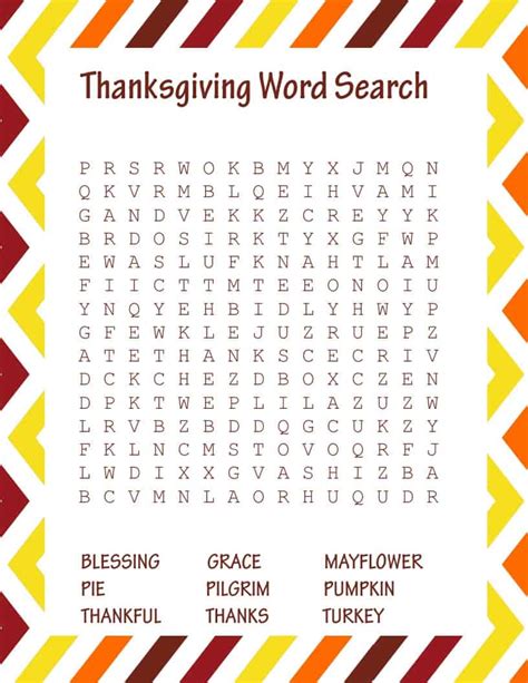 Thanksgiving Word Searches Printable Printable Word Searches