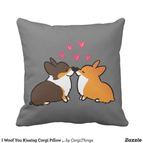 I Woof You Kissing Corgi Pillow Corgithings Corgi Pillows Barn Quilt Designs