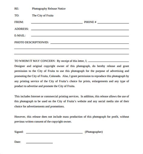 Free 7 Print Release Forms In Pdf