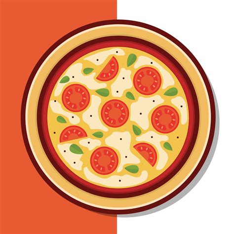 Margherita Pizza Vector Icon Illustration Margarita Pizza Vector Flat