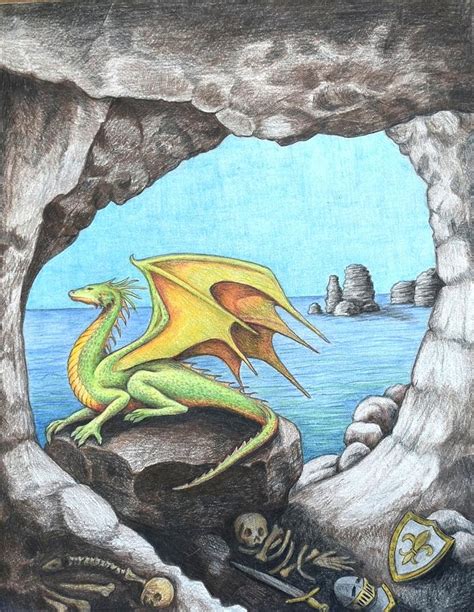 Dragons Lair Drawing By Lori Brooks Fine Art America