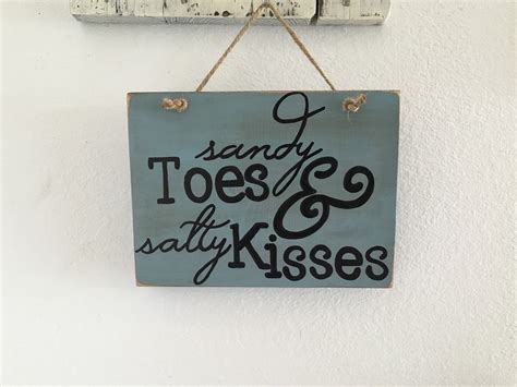 Sandy Toes And Salty Kisses Beach Sign Beach Quotes Wooden