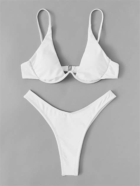 white underwire cami top swimsuit with high leg bikini bottom bikinis bikini swimsuits high